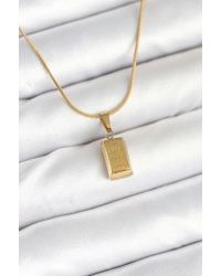 316L Çelik Gold Renk Mini Külçe Altın Model Kolye