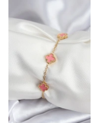 316L Çelik Gold Renk Pembe Baby Boy Yonca Kadın Bileklik