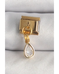 316L Çelik Gold Renk Sallantı Damla Zirkon Taşlı Nomination Charm
