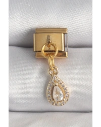 316L Çelik Gold Renk Sallantı Damla Zirkon Taşlı Nomination Charm