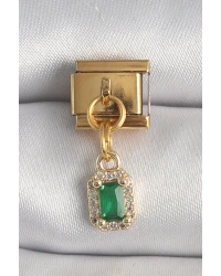 316L Çelik Gold Renk Sallantı Kare Yeşil Zirkon Taşlı Nomination Charm