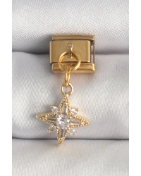 316L Çelik Gold Renk Sallantı Zirkon Taşlı Kutup Yıldız Model Nomination Charm