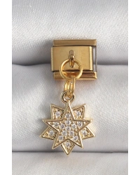 316L Çelik Gold Renk Sallantı Zirkon Taşlı Yıldız Model Nomination Charm