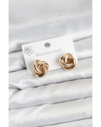 316L Çelik Gold Renk Sarmal Model Kadın Küpe