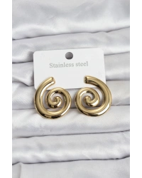 316L Çelik Gold Renk Sarmal Modelli Kadın Küpe