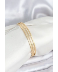 316L Çelik Gold Renk Simli Model Ajda 65 mm Kadın Bileklik