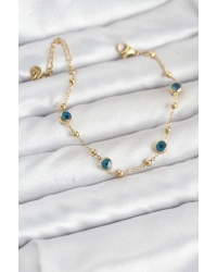 316L Çelik Gold Renk Topçuklu Nazar Model Kadın Bileklik