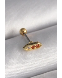 316L Çelik Gold Renk Turuncu Zirkon Taşlı Tragus Piercing
