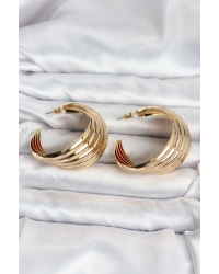 316L Çelik Gold Renk Yarım Halka Model Kadın Küpe