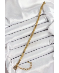 316L Çelik Gold Renk Yassı Zincir Model Kadın Bileklik