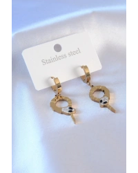 316L Çelik Gold Renk Yılan Model Zirkon Taşlı Kadın Küpe