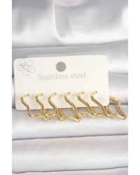 316L Çelik Gold Renk Yıldız Model Kadın Küpe Seti