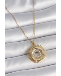 316L Çelik Gold Renk Zincir Zirkon Taşlı Nova Yıldız Model Kadın Kolye