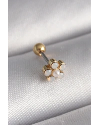316L Çelik Gold Renk Zirkon Taşlı Çiçek Model Tragus Piercing