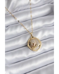 316L Çelik Gold Renk Zirkon Taşlı Jaguar Model Kadın Kolye