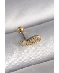 316L Çelik Gold Renk Zirkon Taşlı Kanat Tragus Piercing