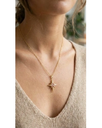 316L Çelik Gold Renk Zirkon Taşlı Kutup Yıldızı Model Kadın Kolye