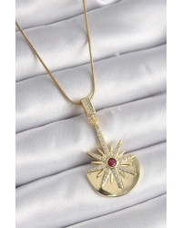 316L Çelik Gold Renk Zirkon Taşlı Yıldız Model Kadın Kolye