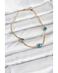 316L Çelik Gold Renkli Nazar Boncuk Model Kadın Bileklik