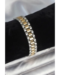 316L Çelik Gold ve Gümüş Renk 12 mm Kalınlık Erkek Bileklik