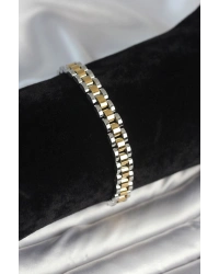 316L Çelik Gold ve Gümüş Renk 7 mm Kalınlık Erkek Bileklik