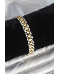 316L Çelik Gold ve Gümüş Renk 9 mm Kalınlık Erkek Bileklik