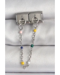 316L Çelik Gümüş Renk 2Li Sallantı Zincir Model Nomination Charm