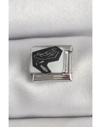 316L Çelik Gümüş Renk Beyaz Siyah Uçak İşlemeli Portre Model Nomination Charm