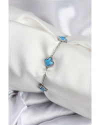 316L Çelik Gümüş Renk Buz Mavisi Baby Boy Yonca Kadın Bileklik