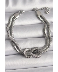 316L Çelik Gümüş Renk Düğüm Model Kadın Bileklik