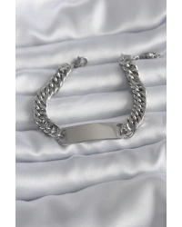 316L Çelik Gümüş Renk İsim Yazılabilir Plaka Model Kadın Bileklik