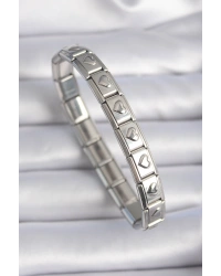 316L Çelik Gümüş Renk Kalp İşleme Nomination Charm Bileklik