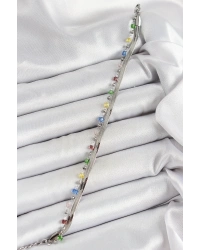 316L Çelik Gümüş Renk Karışık Renkli Kristal Taşlı Kadın Bileklik