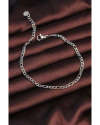 316L Çelik Gümüş Renk Kuş Gözü Erkek Zincir Bileklik