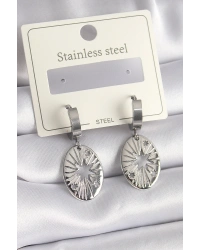 316L Çelik Gümüş Renk Kutup Yıldızı İşleme Kadın Küpe