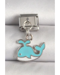 316L Çelik Gümüş Renk Mavi Balina Model Nomination Charm