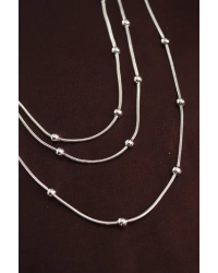 316L Çelik Gümüş Renk Minimal Topçuk Model Çoklu Kolye