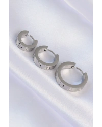 316L Çelik Gümüş Renk Model 3lü Halka Küpe