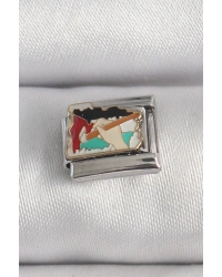 316L Çelik Gümüş Renk Renkli Palet Fırça İşlemeli Model Nomination Charm