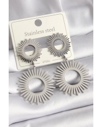 316L Çelik Gümüş Renk Sallantı Güneş Model Kadın Küpe