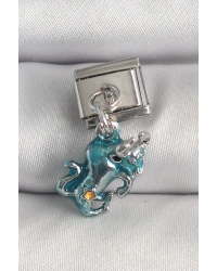 316L Çelik Gümüş Renk Sallantı Mavi Boğa Model Nomination Charm