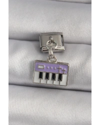 316L Çelik Gümüş Renk Sallantı Mor Piyano Figür Nomination Charm