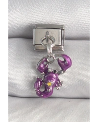 316L Çelik Gümüş Renk Sallantı Mor Yengeç Model Yıldız Detay Nomination Charm