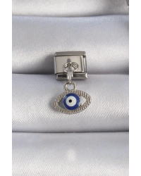 316L Çelik Gümüş Renk Sallantılı Göz Figür Nazar Boncuk Detay Nomination Charm