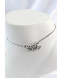 316L Çelik Gümüş Renk Simli Kelebek Model Kadın Halhal