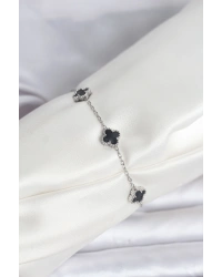 316L Çelik Gümüş Renk Siyah Baby Boy Yonca Bileklik