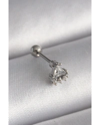 316L Çelik Gümüş Renk Üçgen Zirkon Taşlı Tragus Piercing