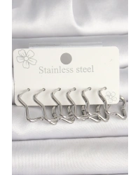 316L Çelik Gümüş Renk Yıldız Model Kadın Küpe Seti