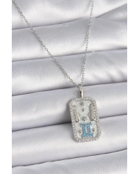 316L Çelik Gümüş Renk Zincir İkizler Burcu Zirkon Taşlı Kadın Kolye