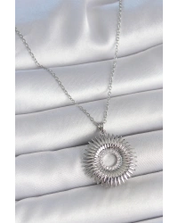 316L Çelik Gümüş Renk Zincir Zirkon Taşlı Nova Yıldız Model Kadın Kolye